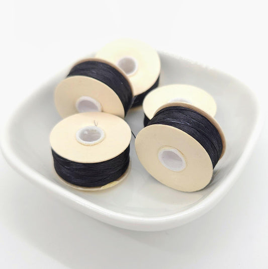 Nymo Nylon Beading Thread Size D (Black) – 64 Yard Pre-Waxed Bobbin for Bead Weaving & Embroidery