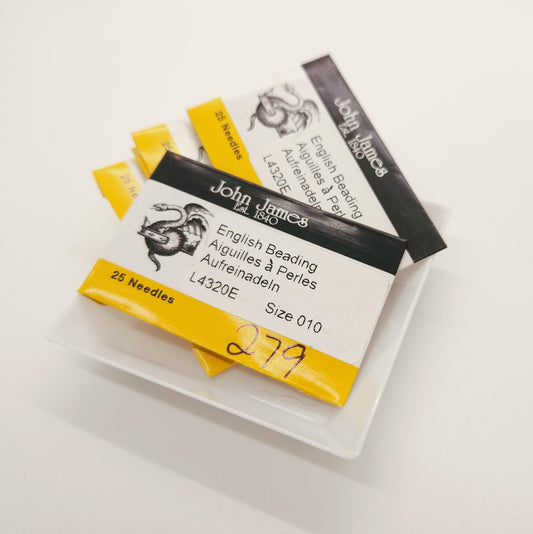 John James English Beading Needles Size 10 – Pack of 25 | L4320E Fine Beading Needles for Delica, Seed Beads & Loom Work