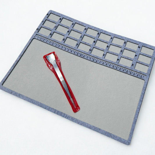 Beading Mat with Alphabet Grid & Tweezers, 11x14 Non-Slip Jewelry Making Board for Seed Beads, Delicas and Craft Supplies